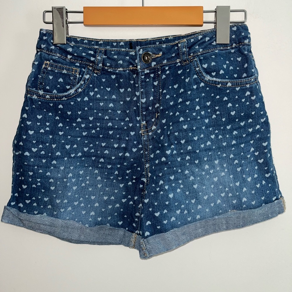 George heart denim distressed shorts